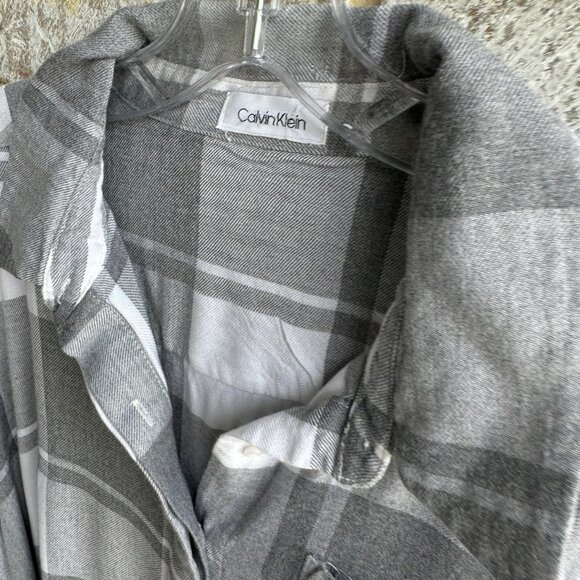 Calvin Klein Long Sleeve Plaid Collared Belted Shirt Dress Women's Size M. - Picture 3 of 7